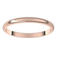 10K Rose Gold Half Round Light Wedding Band, 2 mm Wide