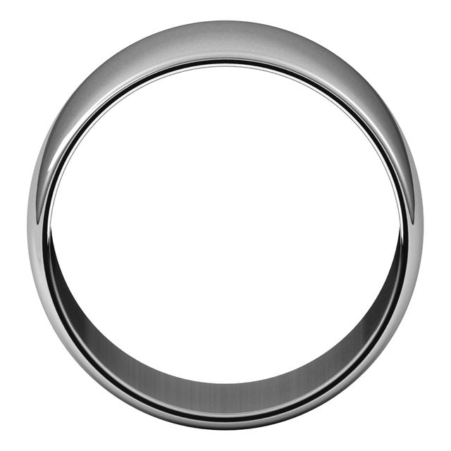 18K White Gold Half Round Light Wedding Band, 11 mm Wide