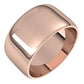 14K Rose Gold Half Round Light Wedding Band, 10 mm Wide