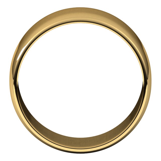 14K Yellow Gold Half Round Light Wedding Band, 10 mm Wide