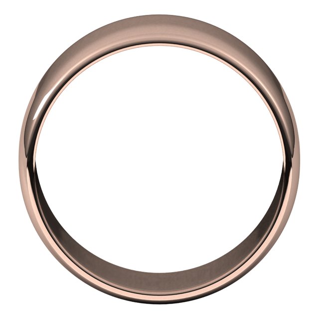 14K Rose Gold Half Round Light Wedding Band, 10 mm Wide