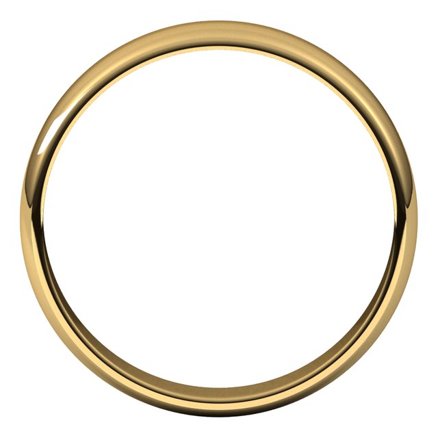 14K Yellow Gold Half Round Light Wedding Band, 4 mm Wide