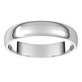 18K White Gold Half Round Light Wedding Band, 4 mm Wide