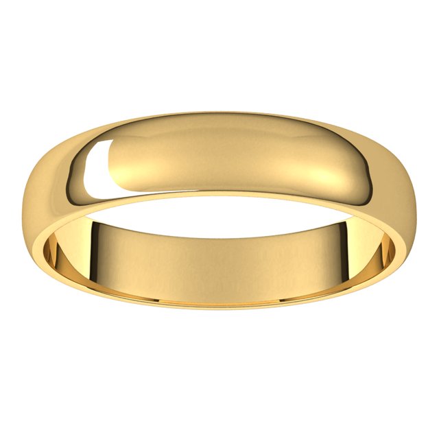 10K Yellow Gold Half Round Light Wedding Band, 4 mm Wide