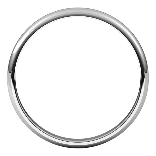 18K White Gold Half Round Light Wedding Band, 2.5 mm Wide