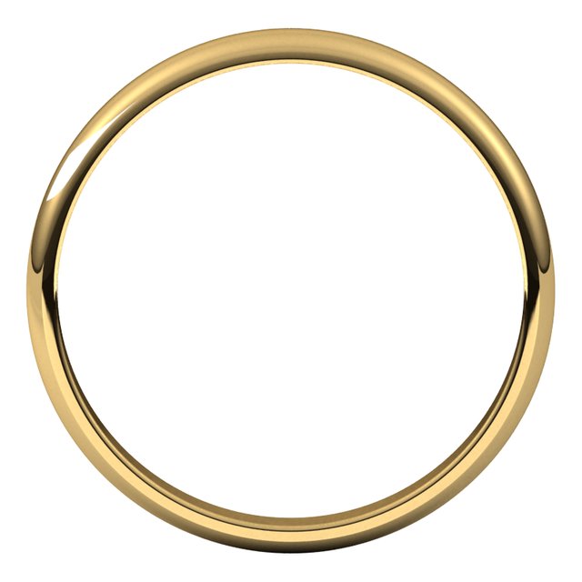 14K Yellow Gold Half Round Light Wedding Band, 2.5 mm Wide