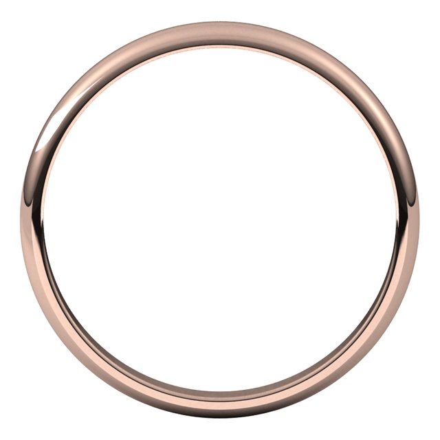 14K Rose Gold Half Round Light Wedding Band, 2.5 mm Wide