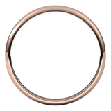 10K Rose Gold Half Round Light Wedding Band, 2.5 mm Wide