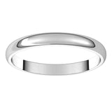 Platinum Half Round Light Wedding Band, 2.5 mm Wide