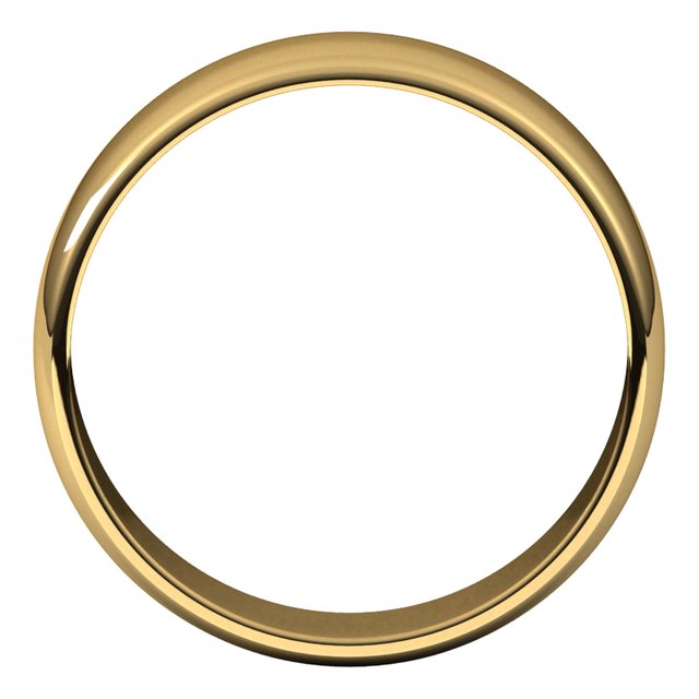 18K Yellow Gold Half Round Light Wedding Band, 6 mm Wide