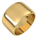 14K Yellow Gold Half Round Light Wedding Band, 12 mm Wide