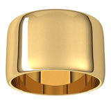 14K Yellow Gold Half Round Light Wedding Band, 12 mm Wide