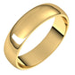 18K Yellow Gold Half Round Light Wedding Band, 5 mm Wide