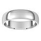 Platinum Half Round Light Wedding Band, 5 mm Wide