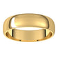 14K Yellow Gold Half Round Light Wedding Band, 5 mm Wide