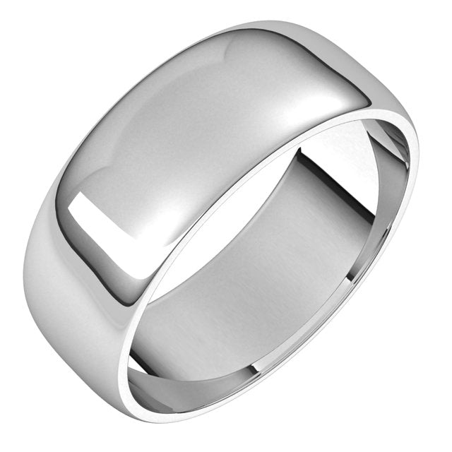 18K White Gold Half Round Light Wedding Band, 7 mm Wide