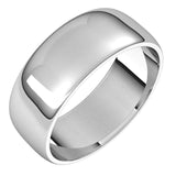 14K White Gold Half Round Light Wedding Band, 7 mm Wide