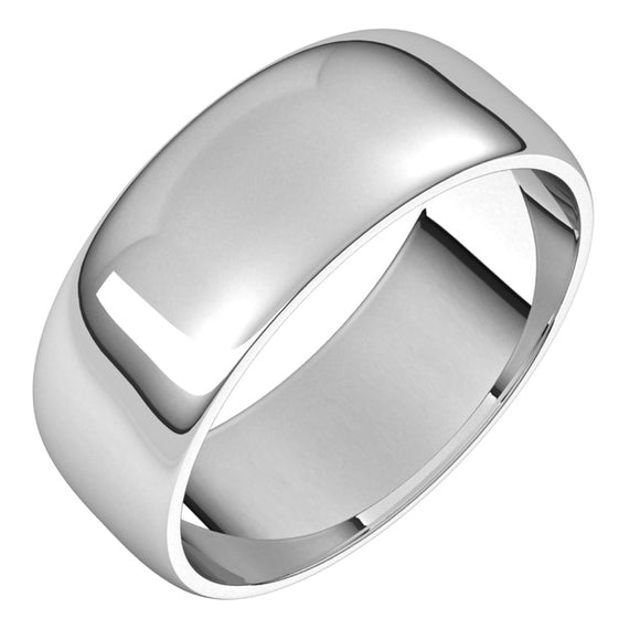 Palladium Half Round Light Wedding Band, 7 mm Wide