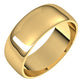 18K Yellow Gold Half Round Light Wedding Band, 7 mm Wide