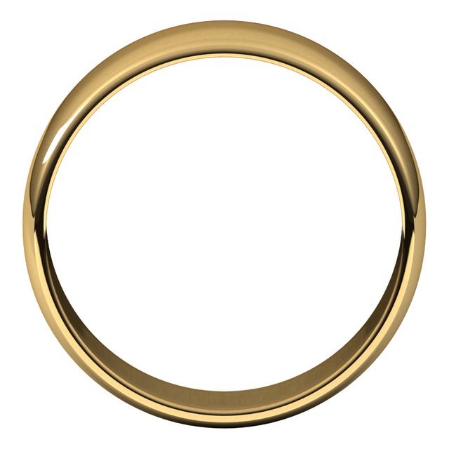 18K Yellow Gold Half Round Light Wedding Band, 7 mm Wide