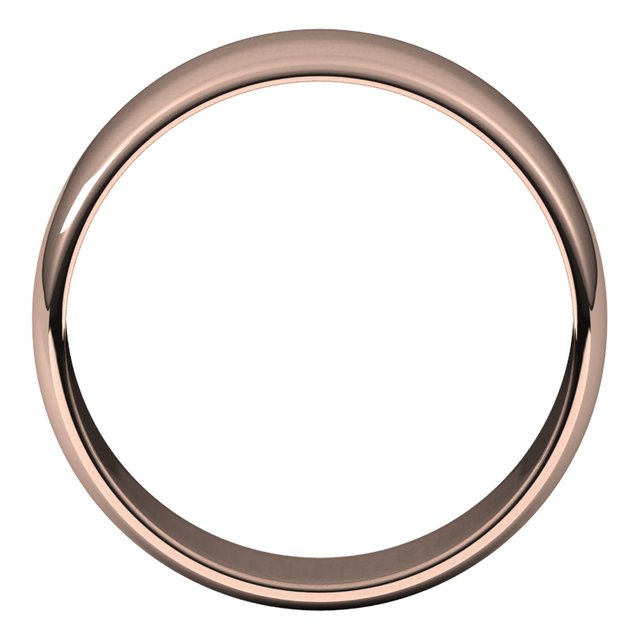 10K Rose Gold Half Round Light Wedding Band, 7 mm Wide