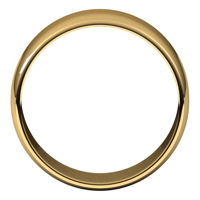 14K Yellow Gold Half Round Light Wedding Band, 8 mm Wide