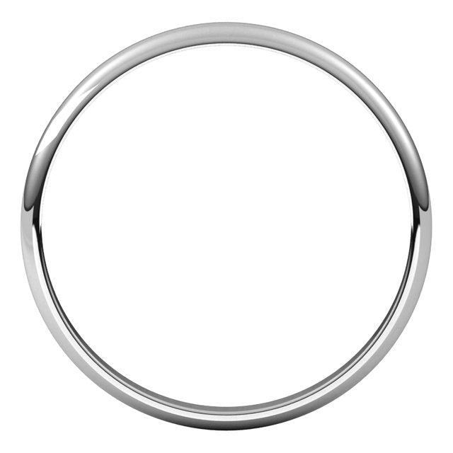 Sterling Silver Half Round Ultra-Light Wedding Band, 2 mm Wide