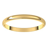 10K Yellow Gold Half Round Ultra-Light Wedding Band, 2 mm Wide