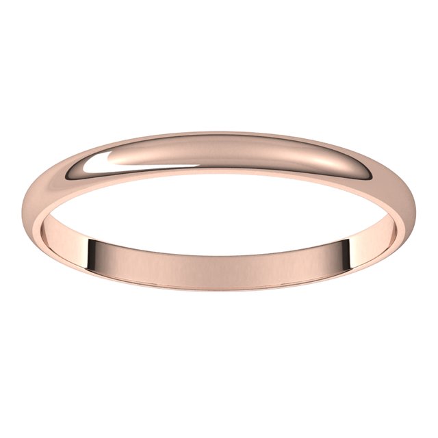 14K Rose Gold Half Round Ultra-Light Wedding Band, 2 mm Wide