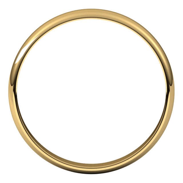 18K Yellow Gold Half Round Ultra-Light Wedding Band, 3 mm Wide