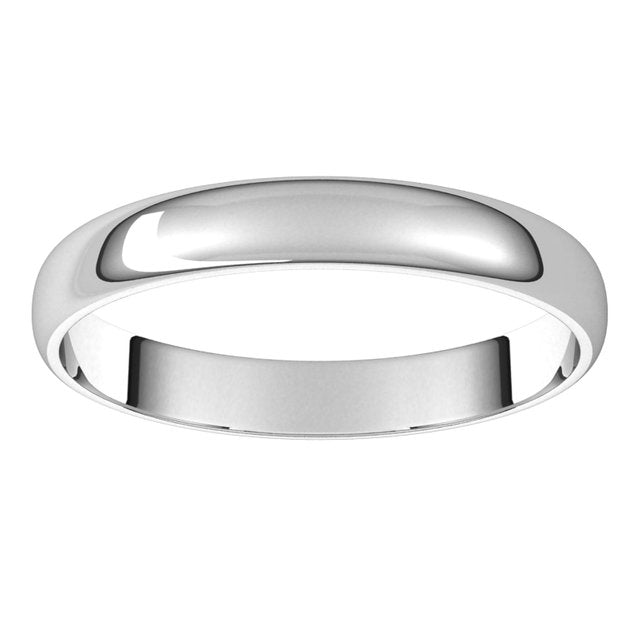 Platinum Half Round Ultra-Light Wedding Band, 3 mm Wide