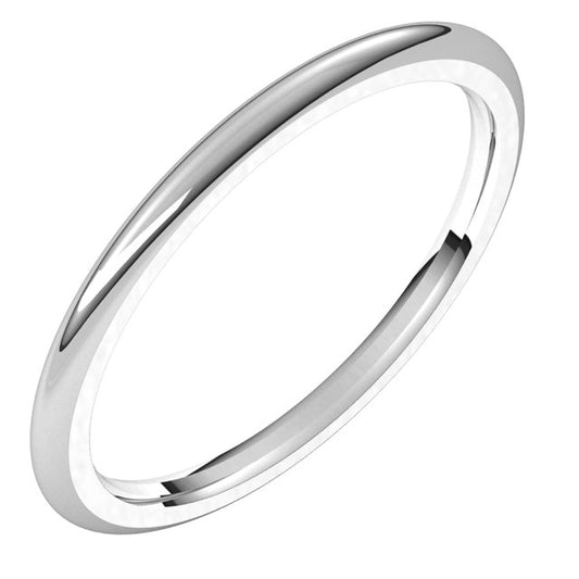 10K White Gold Domed Comfort Fit Wedding Band, 1.5 mm Wide