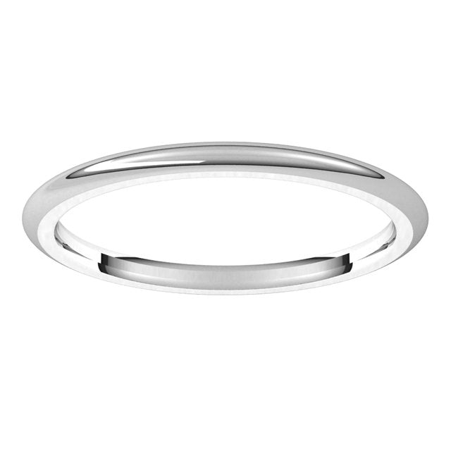 18K White Gold Domed Comfort Fit Wedding Band, 1.5 mm Wide