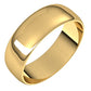 14K Yellow Gold Half Round Ultra-Light Wedding Band, 6 mm Wide