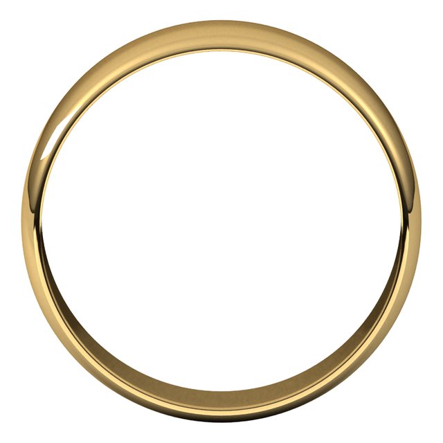 18K Yellow Gold Half Round Ultra-Light Wedding Band, 6 mm Wide