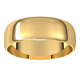 10K Yellow Gold Half Round Ultra-Light Wedding Band, 6 mm Wide