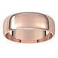 10K Rose Gold Half Round Ultra-Light Wedding Band, 6 mm Wide