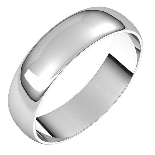 Platinum Half Round Ultra-Light Wedding Band, 5 mm Wide