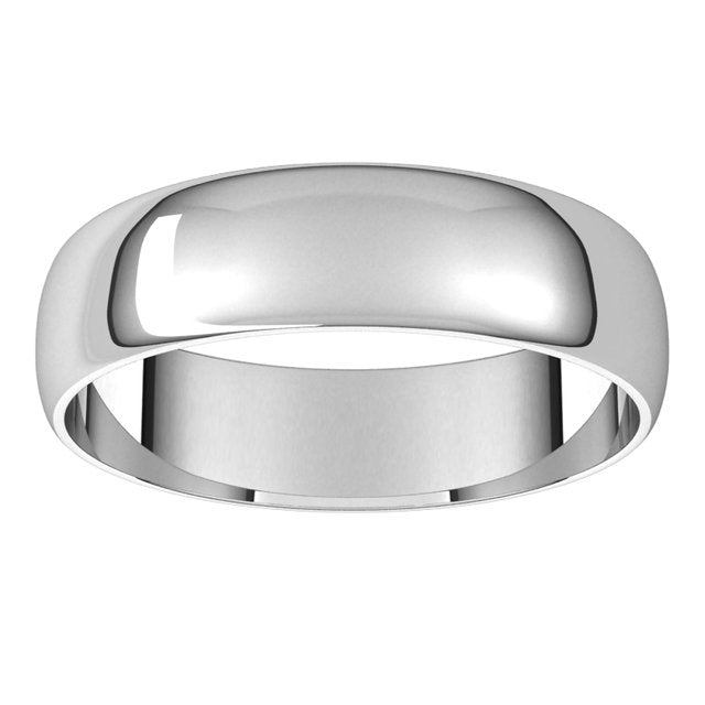 14K White Gold Half Round Ultra-Light Wedding Band, 5 mm Wide