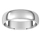 10K White Gold Half Round Ultra-Light Wedding Band, 5 mm Wide