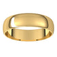 14K Yellow Gold Half Round Ultra-Light Wedding Band, 5 mm Wide