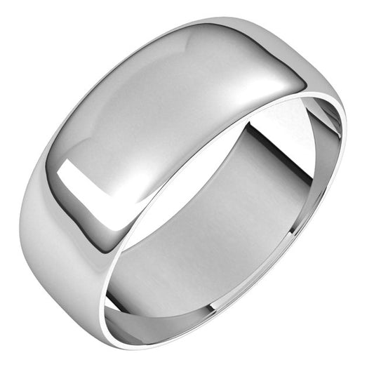 10K White Gold Half Round Ultra-Light Wedding Band, 7 mm Wide