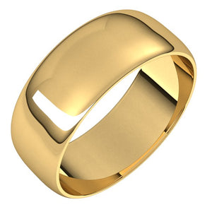 18K Yellow Gold Half Round Ultra-Light Wedding Band, 7 mm Wide