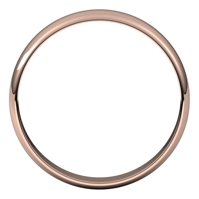 18K Rose Gold Half Round Ultra-Light Wedding Band, 4 mm Wide