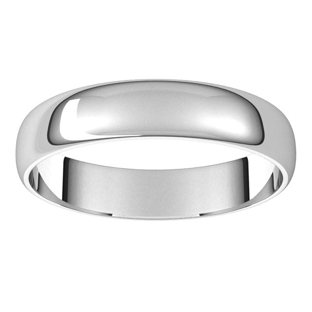 10K White Gold Half Round Ultra-Light Wedding Band, 4 mm Wide