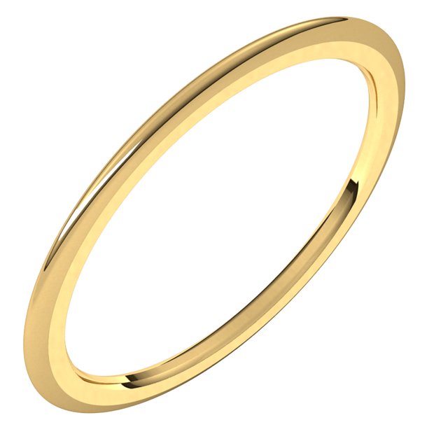 14K Yellow Gold Domed Comfort Fit Wedding Band, 1 mm Wide