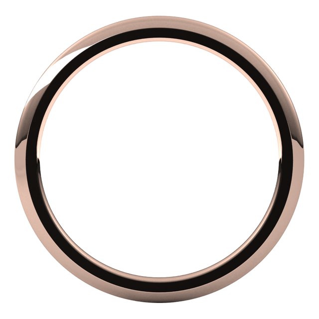 10K Rose Gold Domed Comfort Fit Wedding Band, 1 mm Wide