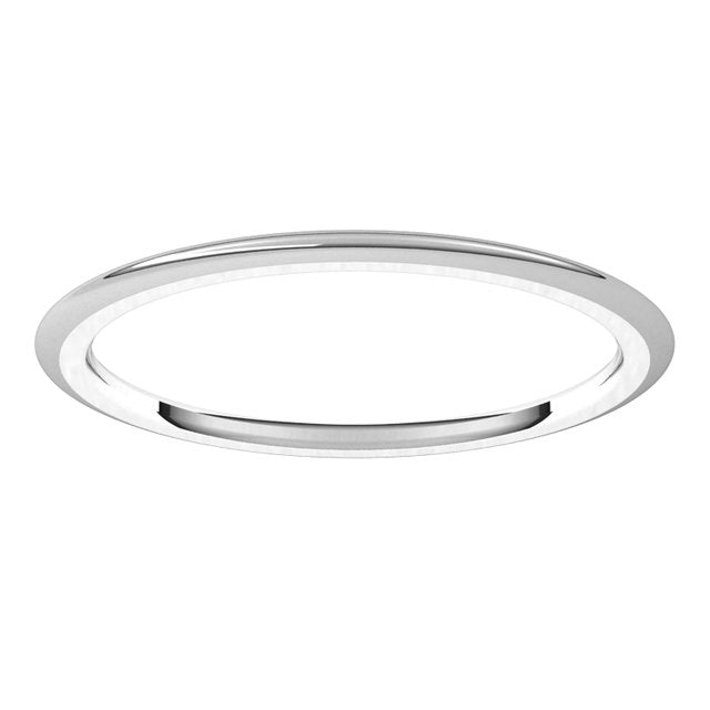 14K White Gold Domed Comfort Fit Wedding Band, 1 mm Wide