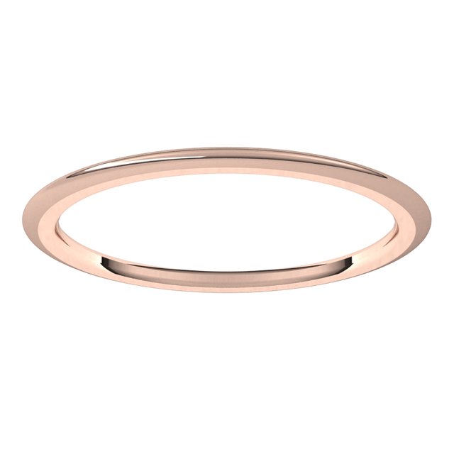 10K Rose Gold Domed Comfort Fit Wedding Band, 1 mm Wide