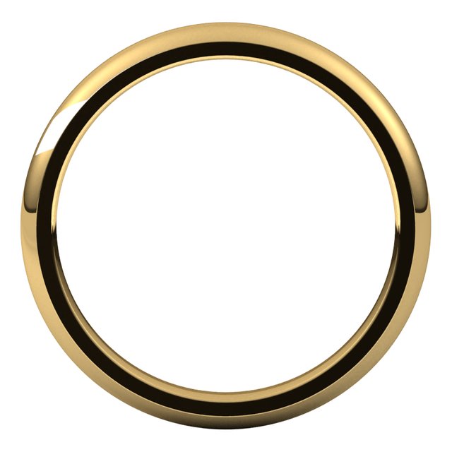 10K Yellow Gold Domed Comfort Fit Wedding Band, 2.5 mm Wide